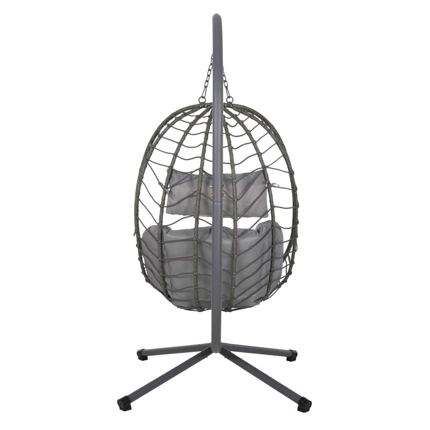 Hanging Nest Millie Hm5997.10 Metal Base-synthetic Rattan And Cushions In Grey 90x75x190hcm.