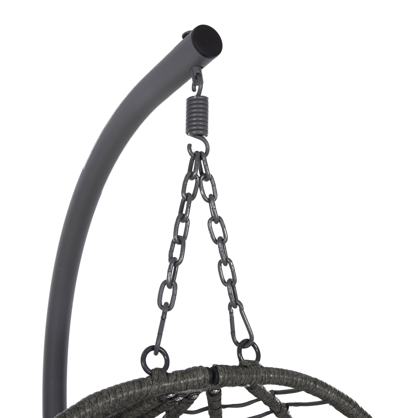 Hanging Nest Millie Hm5997.10 Metal Base-synthetic Rattan And Cushions In Grey 90x75x190hcm.