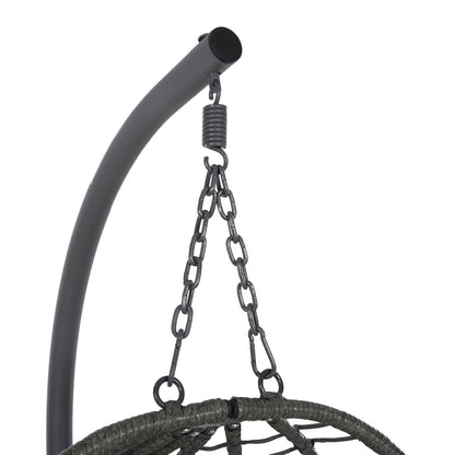 Hanging Nest Millie Hm5997.10 Metal Base-synthetic Rattan And Cushions In Grey 90x75x190hcm.