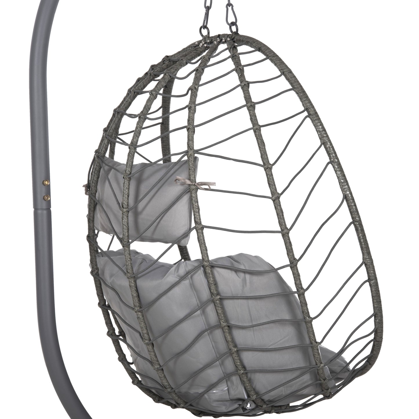 Hanging Nest Millie Hm5997.10 Metal Base-synthetic Rattan And Cushions In Grey 90x75x190hcm.
