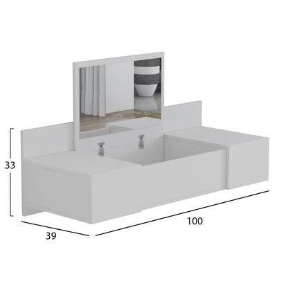 Wall Mounted Dressing Table Linde Hm8960.11 Melamine In White 100x39x33hcm.