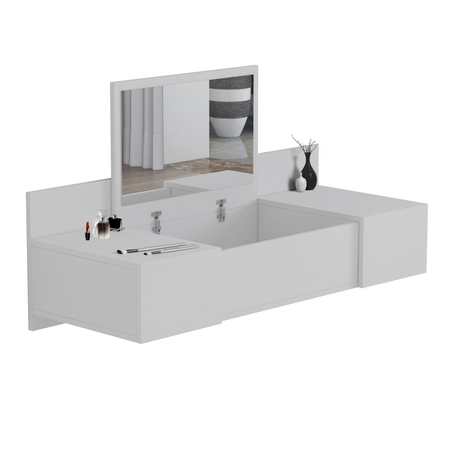 Wall Mounted Dressing Table Linde Hm8960.11 Melamine In White 100x39x33hcm.