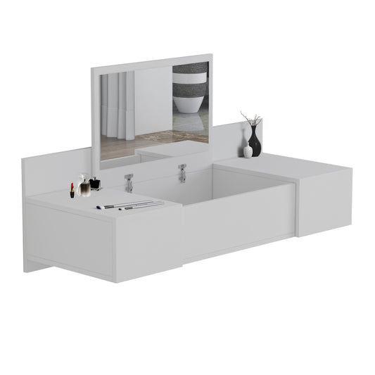 Wall Mounted Dressing Table Linde Hm8960.11 Melamine In White 100x39x33hcm.