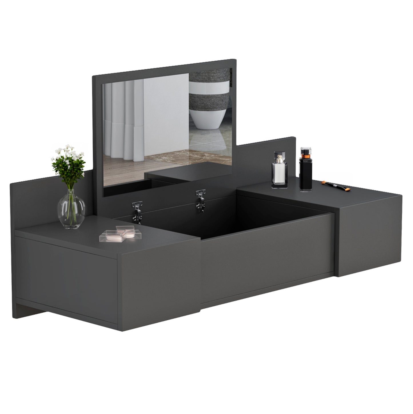 Wall Mounted Dressing Table Linde Hm8960.12 Melamine In Anthracite 100x39x33hcm.