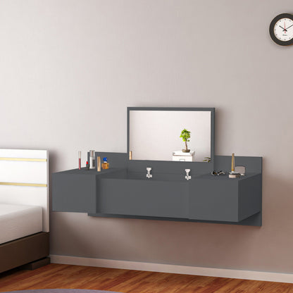 Wall Mounted Dressing Table Linde Hm8960.12 Melamine In Anthracite 100x39x33hcm.