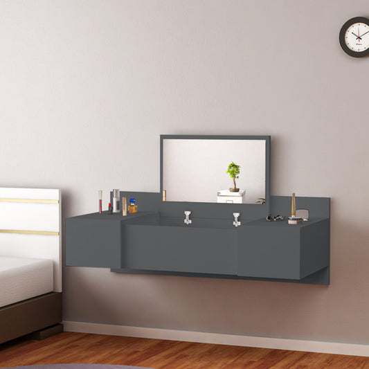 Wall Mounted Dressing Table Linde Hm8960.12 Melamine In Anthracite 100x39x33hcm.
