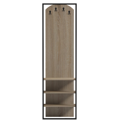 Coat Hanger With Shelves Nino Hm18382.01 Metal In Black--melamine In Sonama 53x31.5x180hcm.