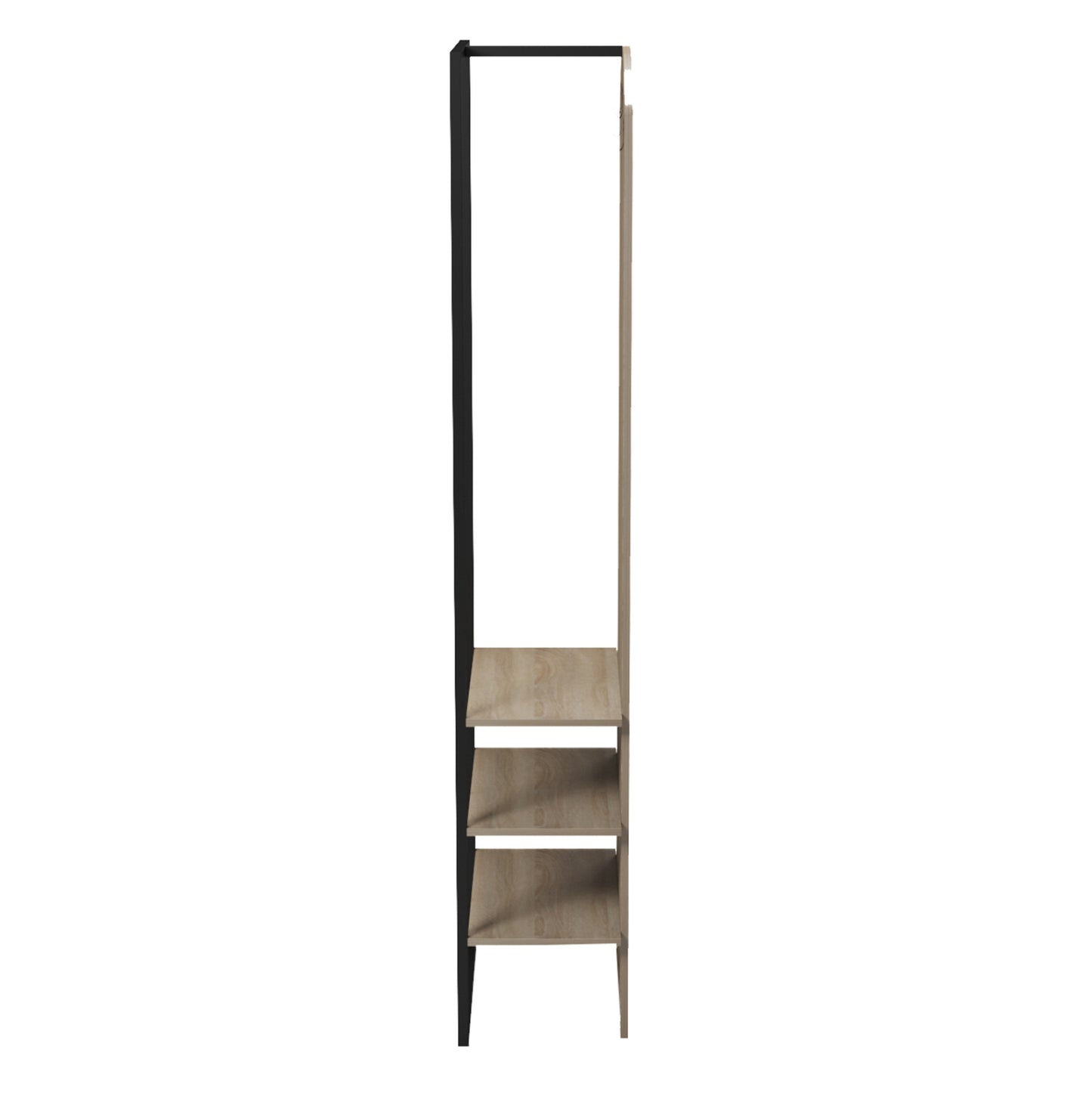 Coat Hanger With Shelves Nino Hm18382.01 Metal In Black--melamine In Sonama 53x31.5x180hcm.