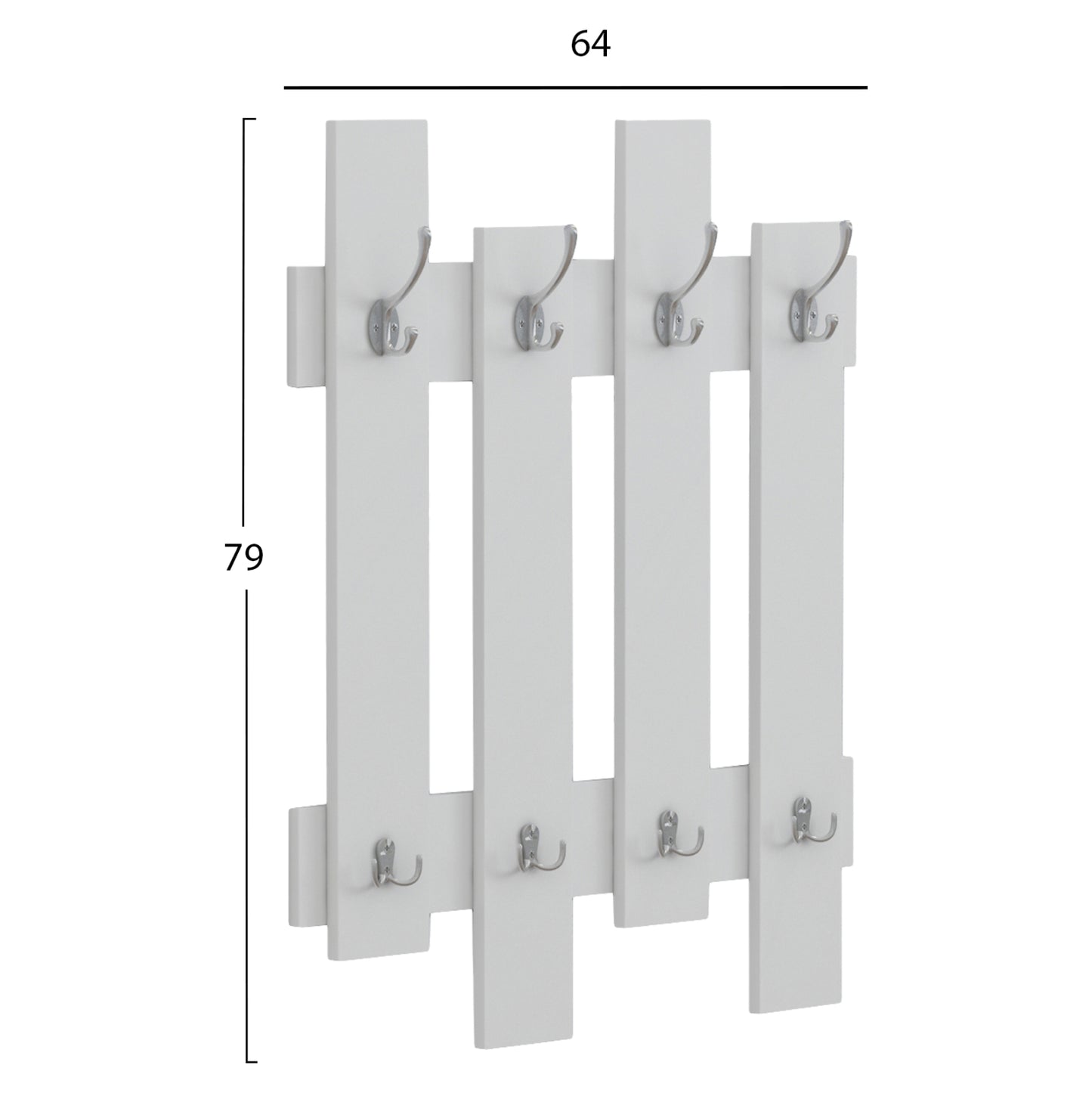 Wall Coat Hanger Wesson Hm8940.11 Melamine In White 64x4x79hcm.