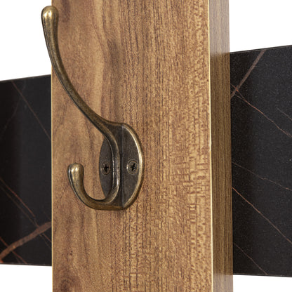 Wall Coat Hanger Wesson Hm8940.15 Melamine In Black Marble & Natural 64x4x79hcm.