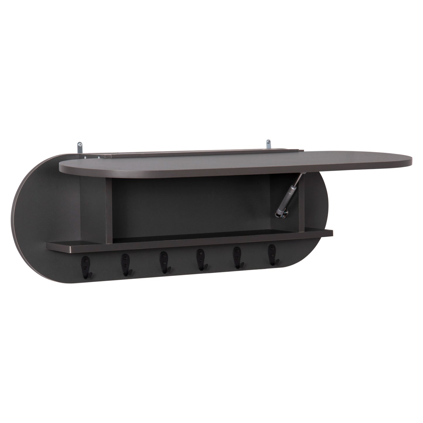 Entryway Hanger With Cabinet Shelf Stor Hm18078.03 Melamine In Dark Grey 84x15.5x28.5hcm.