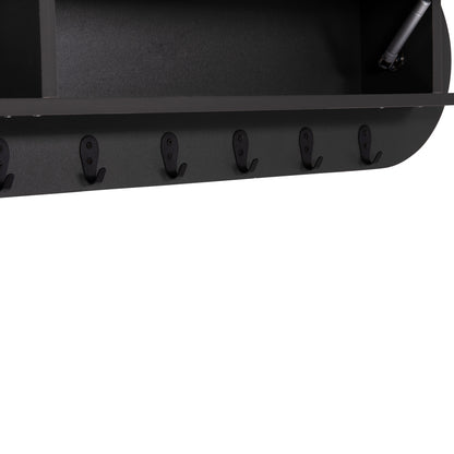 Entryway Hanger With Cabinet Shelf Stor Hm18078.03 Melamine In Dark Grey 84x15.5x28.5hcm.