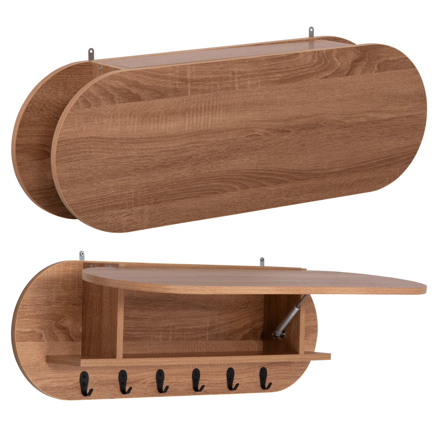 Entryway Hanger With Cabinet Shelf Stor Hm18078.02 Melamine In Sonama 84x15.5x28.5hcm.
