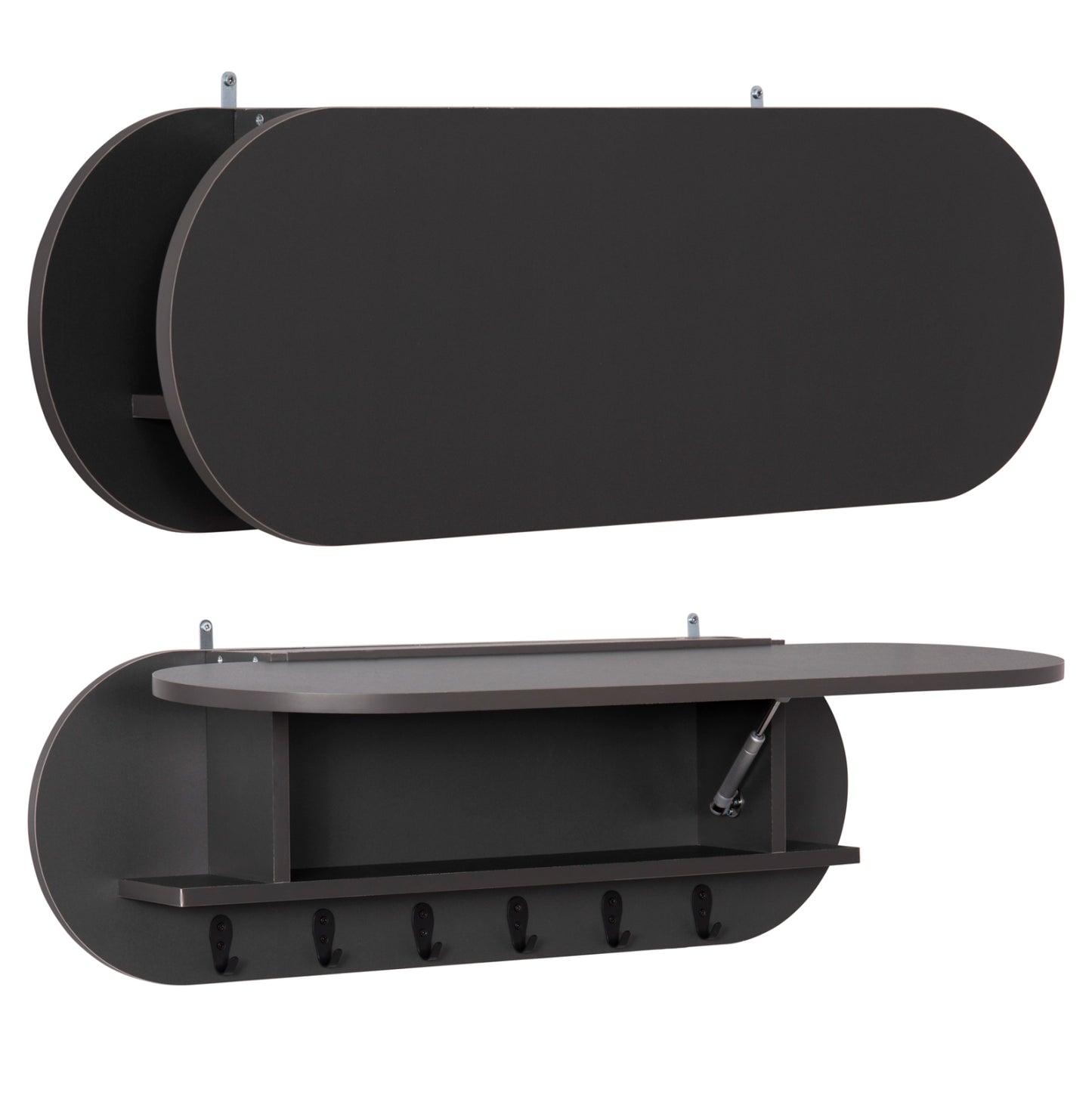 Entryway Hanger With Cabinet Shelf Stor Hm18078.03 Melamine In Dark Grey 84x15.5x28.5hcm.