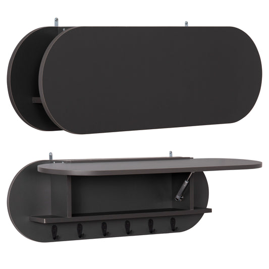 Entryway Hanger With Cabinet Shelf Stor Hm18078.03 Melamine In Dark Grey 84x15.5x28.5hcm.