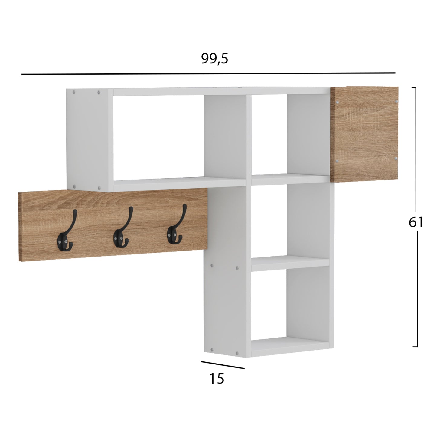 Entryway Hanger With Shelves Harlan Hm8973.12 Melamine In Sonama-white 99,5x15x61hcm.
