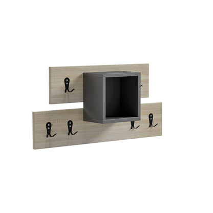 Entryway Hanger With Shelf Slot Hm18077.02 Melamine In Sonama-grey 69x12x32hcm.