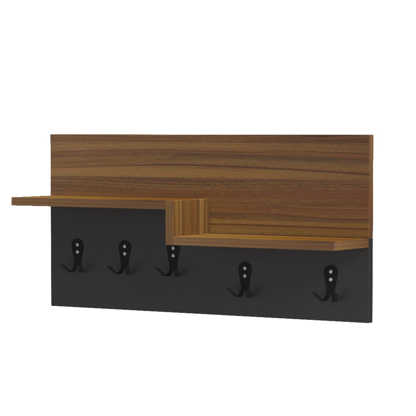 Entryway Hanger With Shelf Nyda Hm18079.02 Melamine In Walnut-black 65x13.2x31hcm.