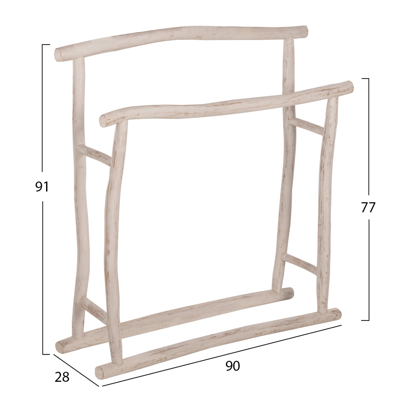 Hanger For Towels Oreg Hm7908 Teak Branches In White Patina Coloring 90x28x77-91hcm.