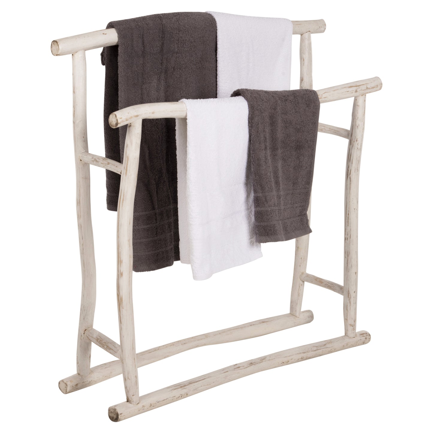 Hanger For Towels Oreg Hm7908 Teak Branches In White Patina Coloring 90x28x77-91hcm.