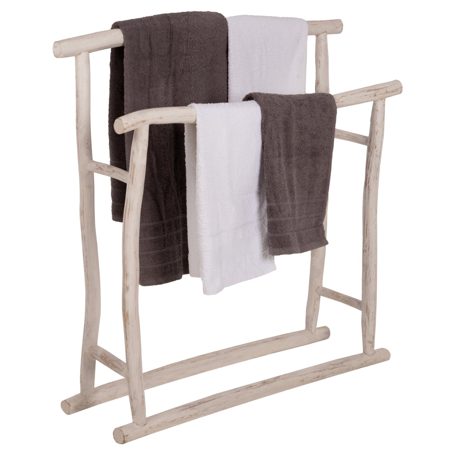 Hanger For Towels Oreg Hm7908 Teak Branches In White Patina Coloring 90x28x77-91hcm.