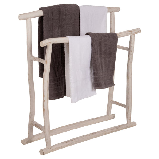Hanger For Towels Oreg Hm7908 Teak Branches In White Patina Coloring 90x28x77-91hcm.