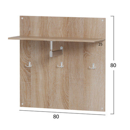 Coat Hanger With Shelf Hm4361 Melamine In Sonama Color 80x80x25(shelf Depth)cm.