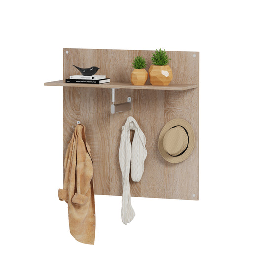 Coat Hanger With Shelf Hm4361 Melamine In Sonama Color 80x80x25(shelf Depth)cm.
