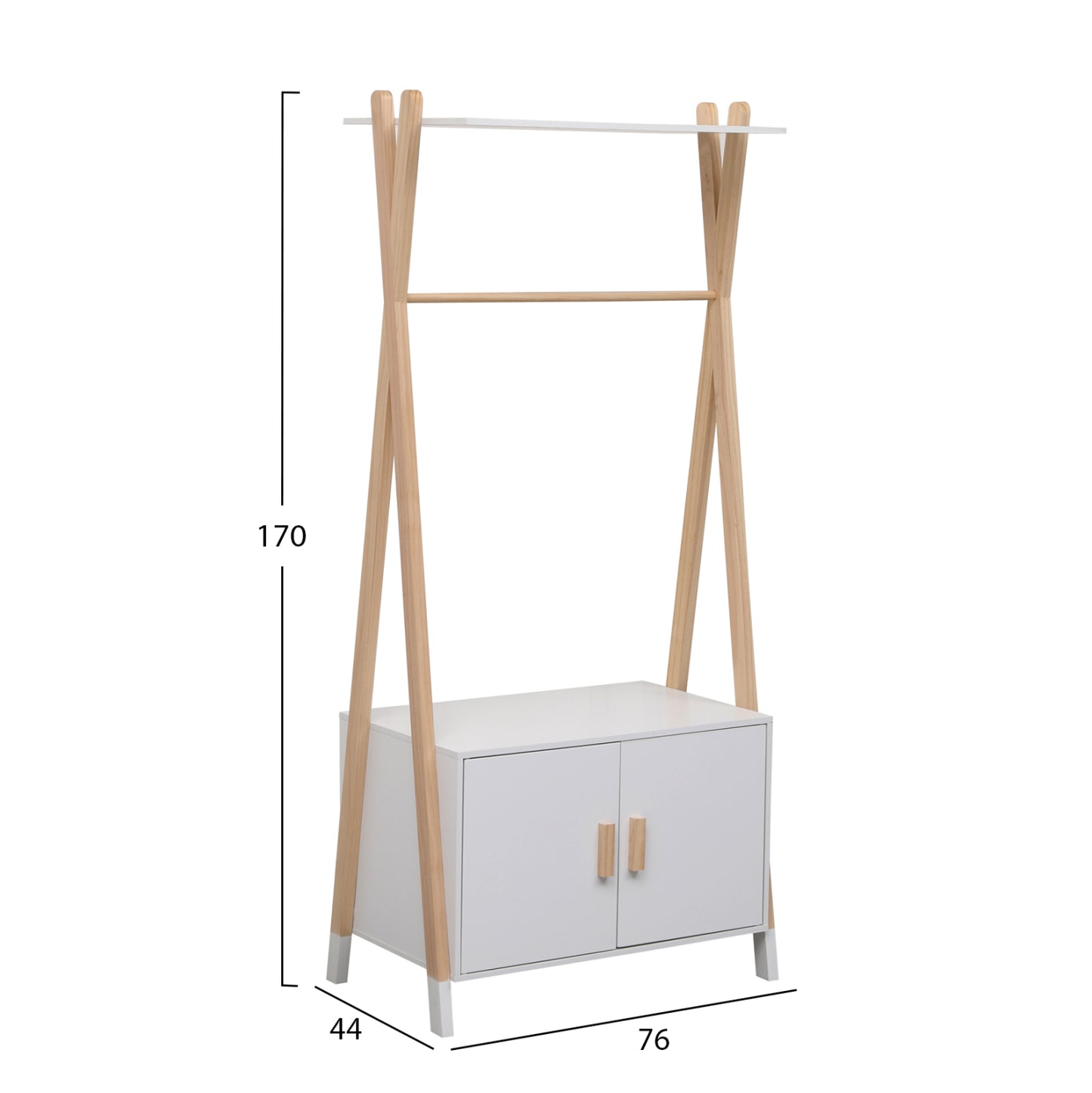 Kids' Hanger With Cabinet Paschal Hm2495.03 Melamine-pine Wood 76x44x170hcm.
