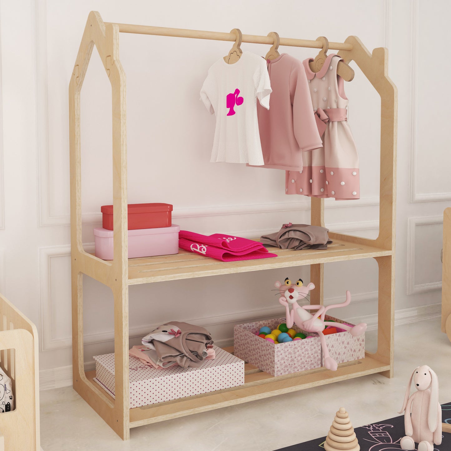 Children's Hanger Sani Hm18225.03 Birch Wood In Natural Color 86x49x110hcm.