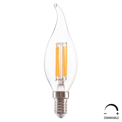 Light Bulb Hm4047.01 Flame Style Led Filament 6w E14 3000k Clear Dimmable