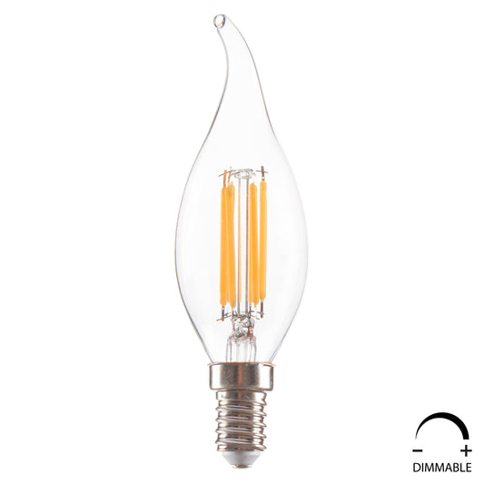 Light Bulb Hm4047.01 Flame Style Led Filament 6w E14 3000k Clear Dimmable