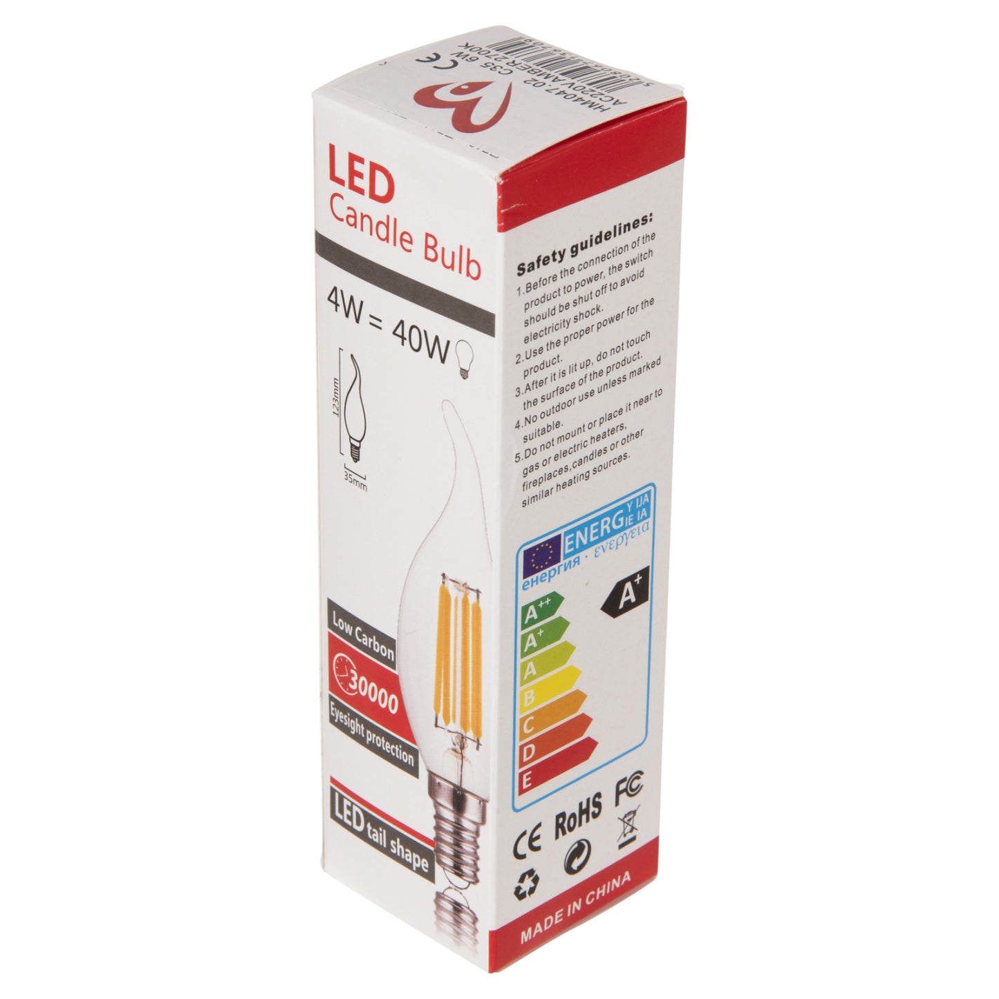 Light Bulb Hm4047.02 Flame Style Led Filament 6w E14 3000k Gold Dimmable