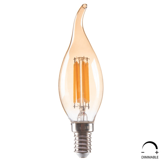 Light Bulb Hm4047.02 Flame Style Led Filament 6w E14 3000k Gold Dimmable