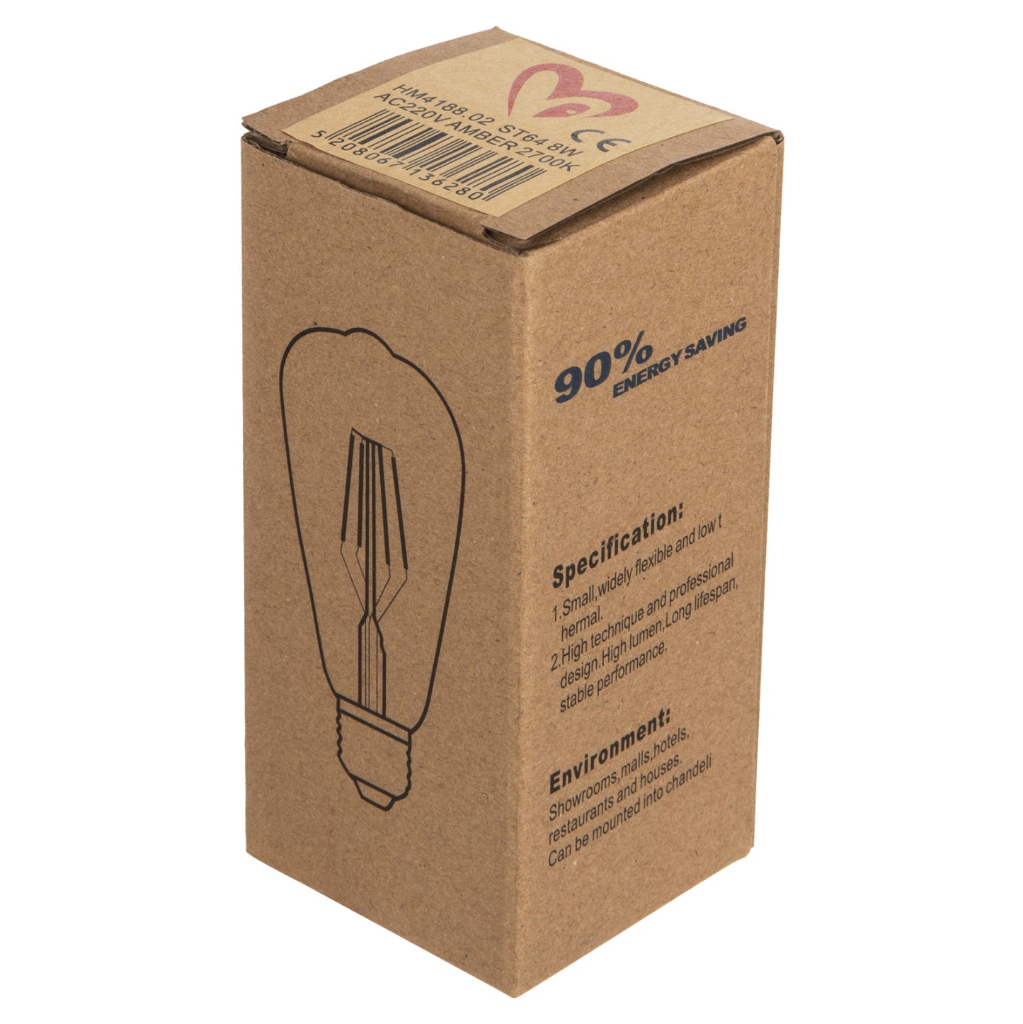 Light Bulb Hm4188.02 Led Filament 8w E27 Dimmable 3000k Gold