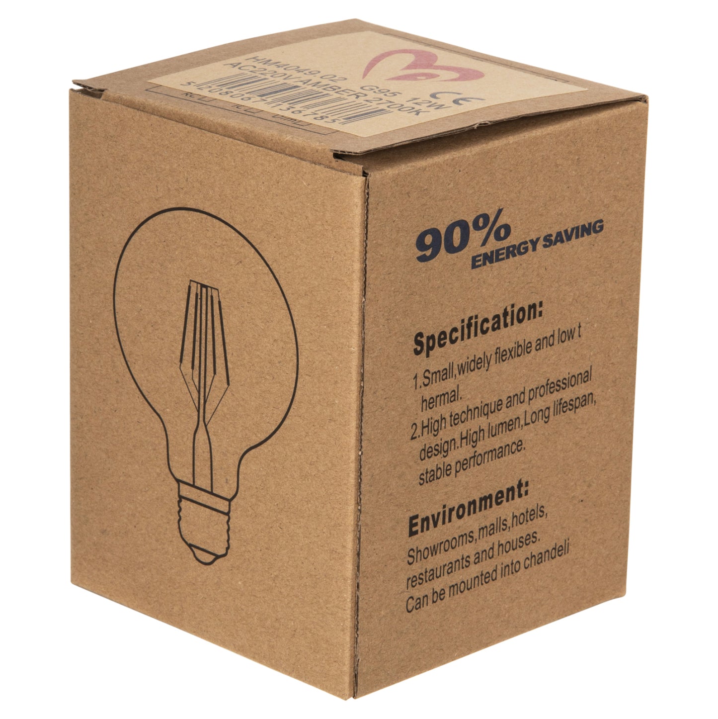 Light Bulb Hm4049.02 Globo Led Filament 12w E27 3000k Gold