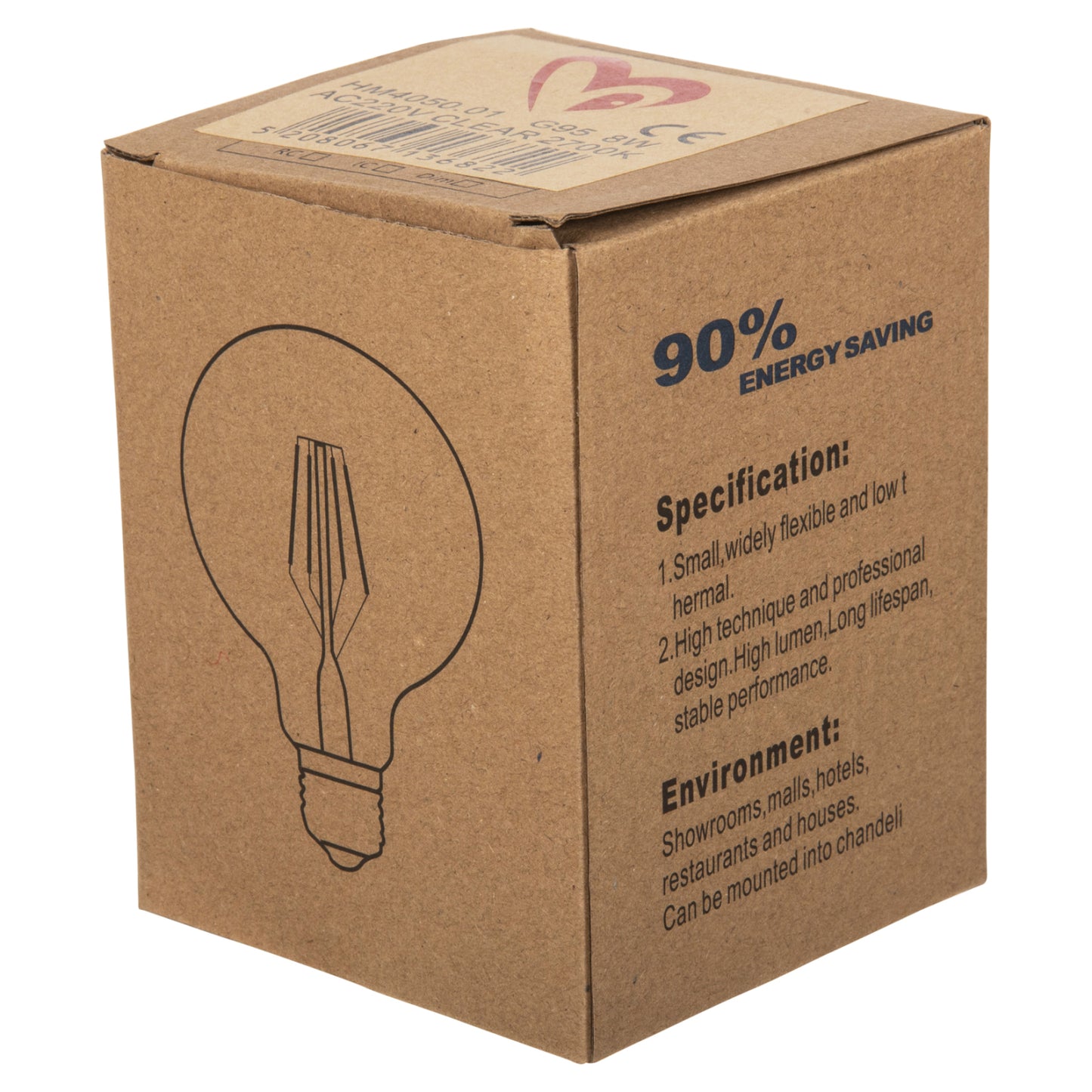 Light Bulb Hm4050.01 Globo Led Filament 8w E27 3000k Clear Dimmable