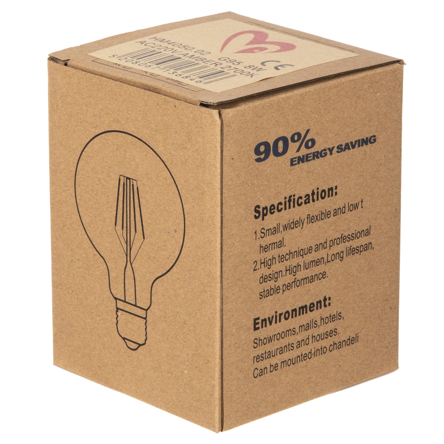 Light Bulb Hm4050.02 Globo Led Filament 8w E27 3000k Gold Dimmable