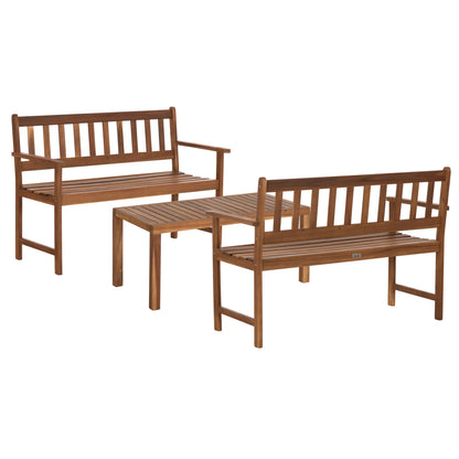Outdoor Lounge Set 3pcs Fornel Hm10988 Acacia Wood In Natural