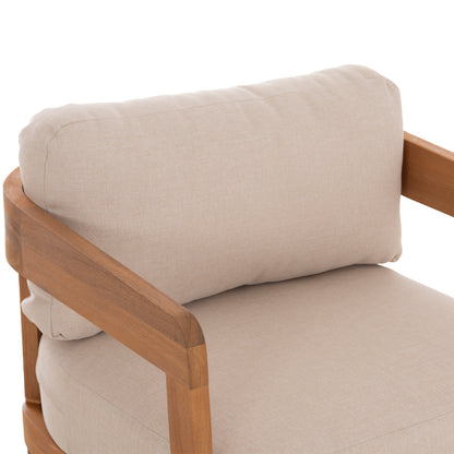 Lounge Set Solara Hm10892 Coffee Table & 2 Lounge Armchairs--acacia Wood-ecru Cushions