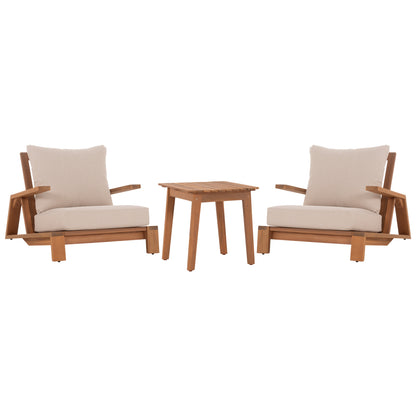 Lounge Set Mirex Hm10893 Coffee Table & 2 Lounge Armchairs--acacia Wood-ecru Cushions