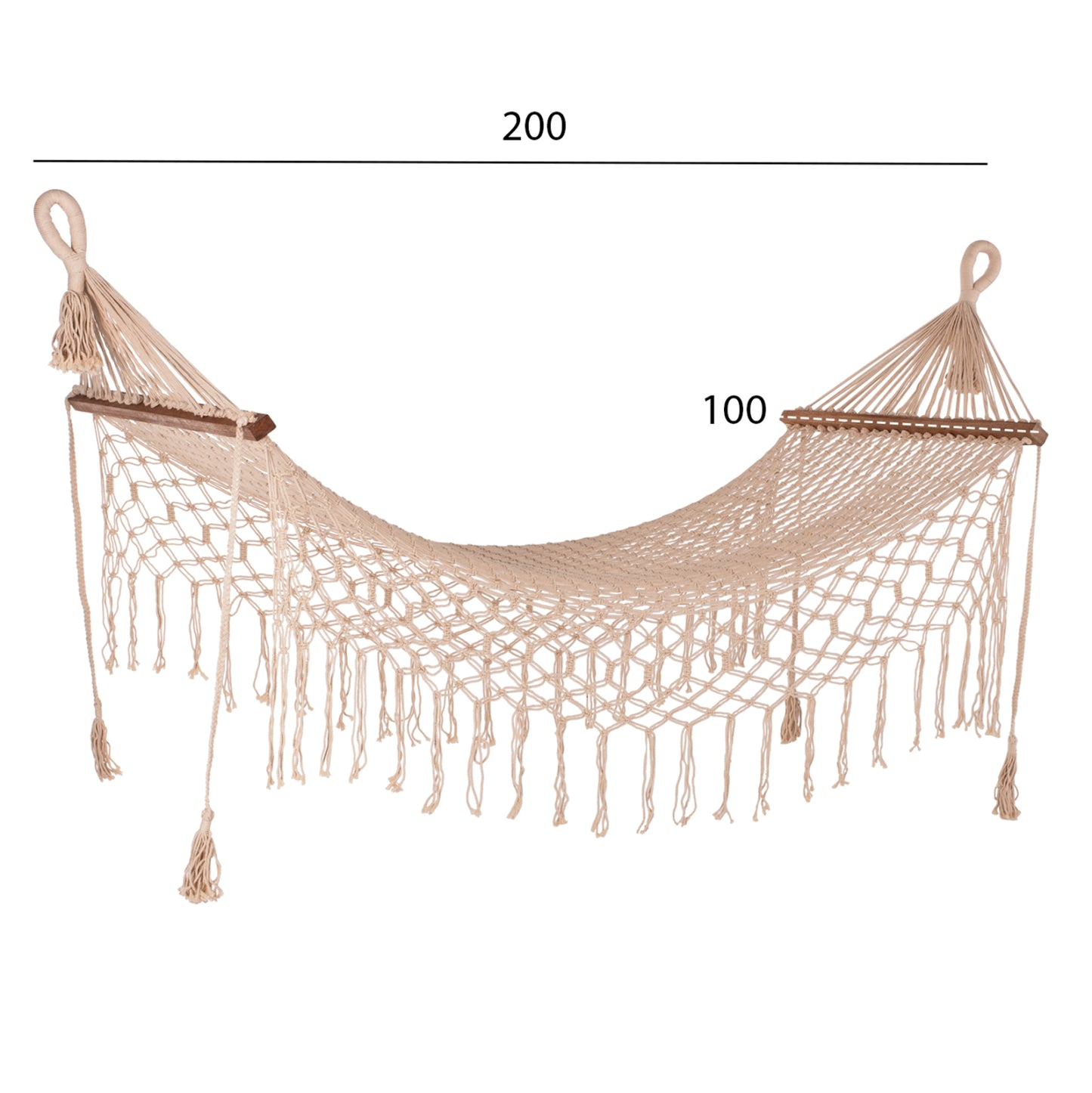Macrame Hammock Hm9346 Beige 200Χ100 Cm