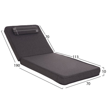 Sunlounger Cushion Akino Hm21095.02 Olefin In Dark Grey With Foam Filling 190x70x10hcm.
