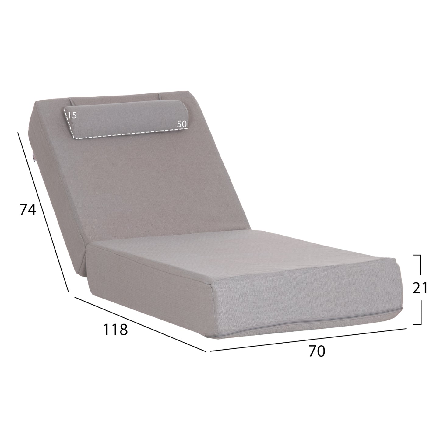 Sunlounger Cushion Kihei Hm21124 Olefin In Herringbone With Foam Filling 195x70x21hcm.