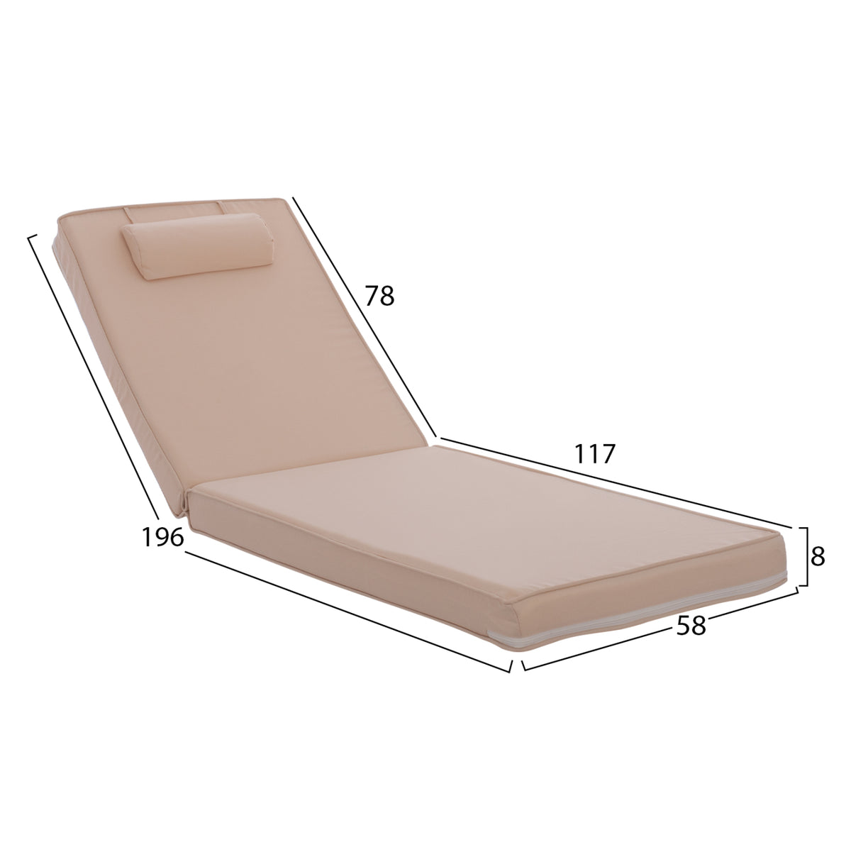 Sunbed Cushion Polyester Chios Beige Hm11236.01p 196(117+1+78)x58x8cm