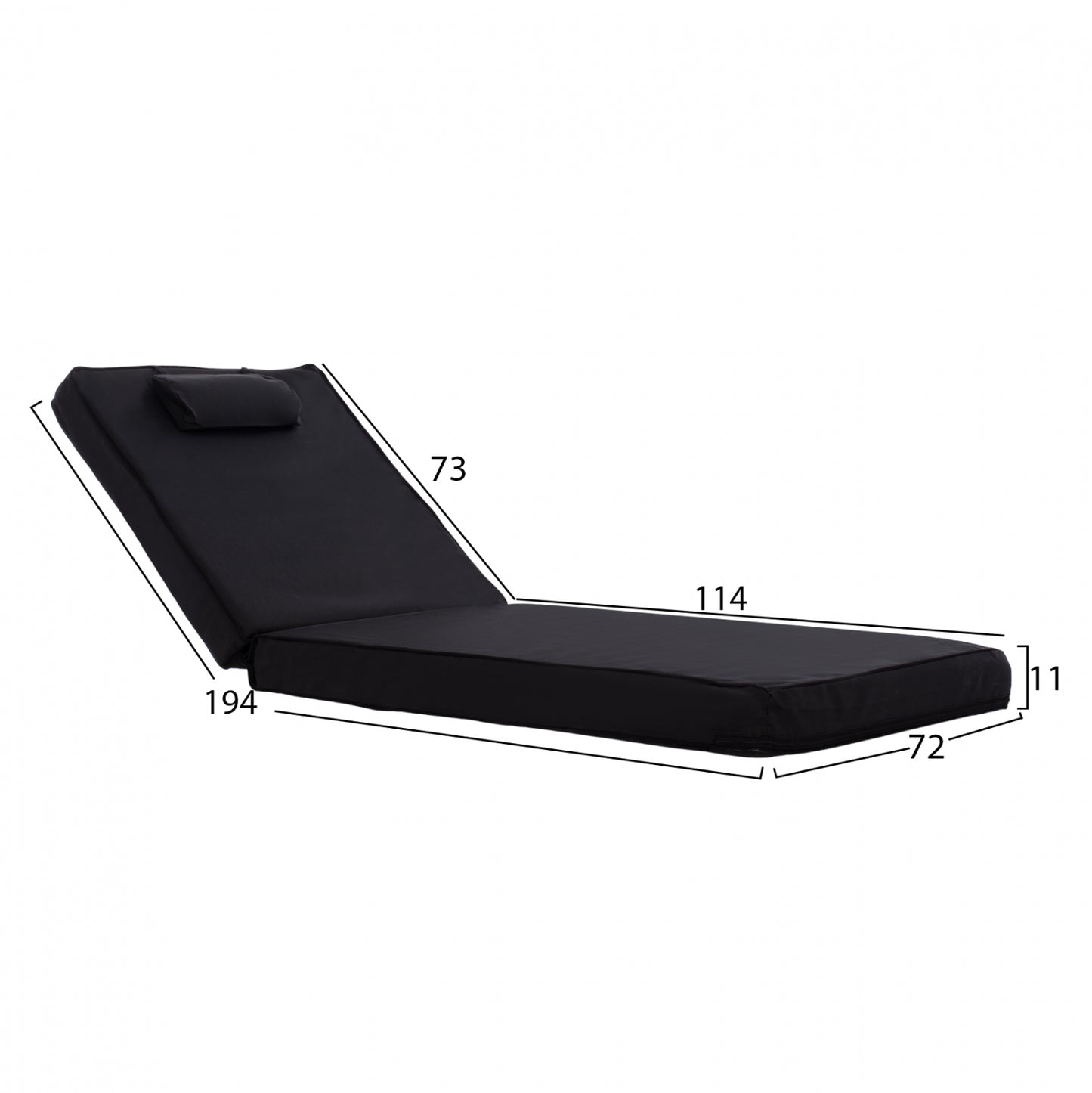 ΜΑΞΙΛΑΡΙ ΞΑΠΛΩΣΤΡΑΣ Textilene 600gr/m2 2x1 SifnoΜΑΥΡΟ Hm11237.05t 194x70x11 εκ.