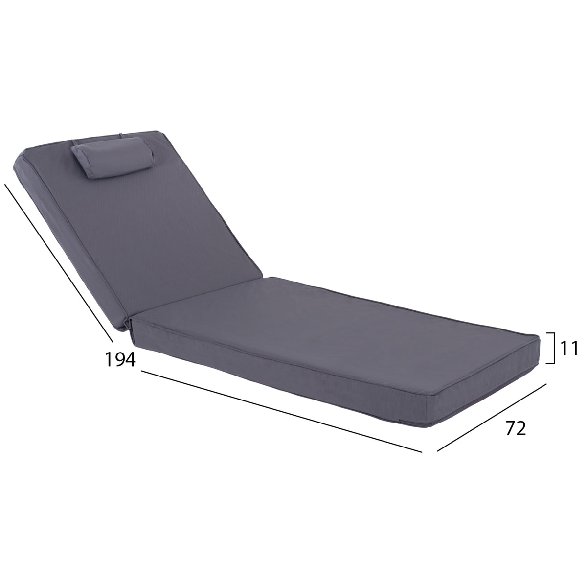 Sunbed Cushion Hm11237.30t Textline Grey 194(114+1+73)x72x11hcm.