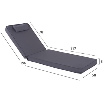 Sunbed Cushion Sifnos Textline Grey Hm11236.30t 196(117+1+78)x58x9cm.