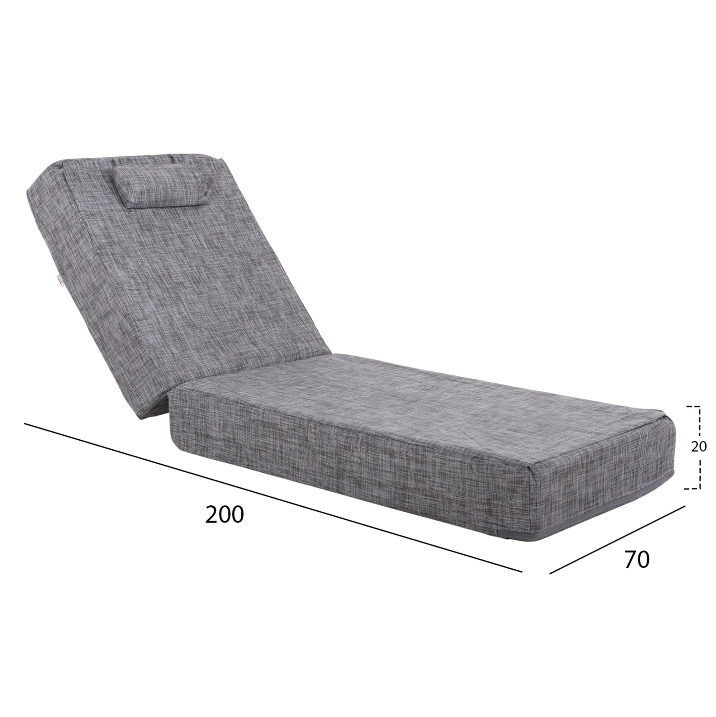 Sunbed Cushion Textline Grey Sifnos Hm11761.10 200(120+80)x70x20hcm.