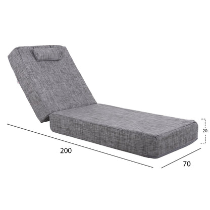 Sunbed Cushion Textline Grey Sifnos Hm11761.10 200(120+80)x70x20hcm.